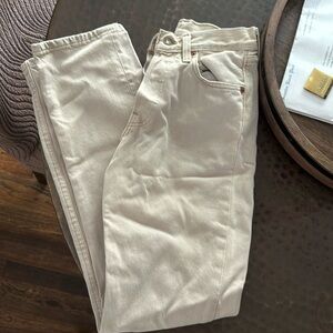Beige 501 Levi’s vintage. These are size 25 but fit more like 24